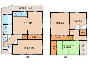 日ノ岡坂脇町4-3貸家の物件間取画像